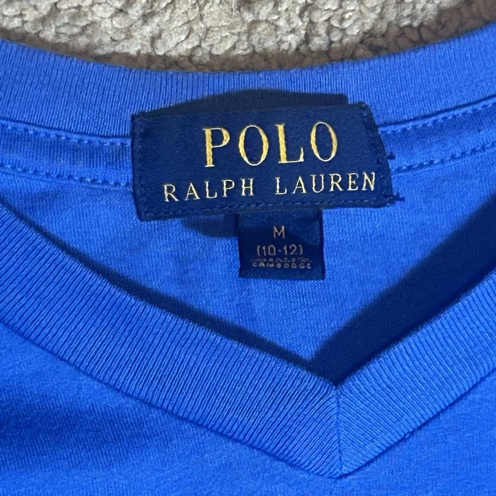 Polo Ralph Lauren Kid's Pocket T-Shirt Size M (10-12) Blue Short Sleeve